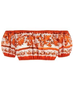 Dolce & Gabbana Top Met Majolica-Print - Oranje