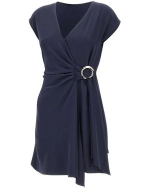 Liu Jo Kleedjes ,Blauw ,Polyester Korte Jurk Met Juweeldetails