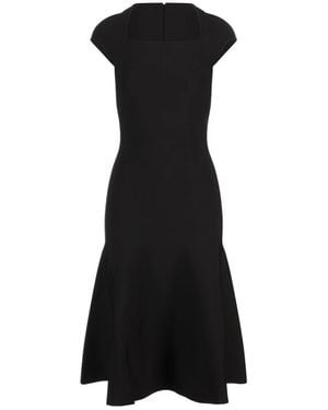 McQueen Schwarzes Kleid Mit Quadratischem Ausschnitt Und Cap-Ärmeln