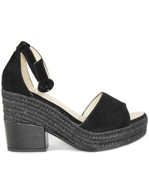 Espadrilles High Heel Sandals - Black
