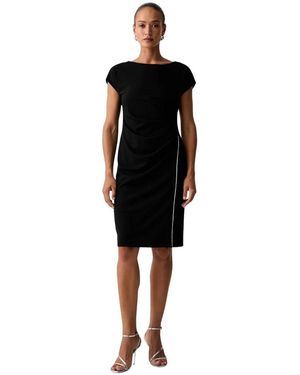 Joseph Ribkoff Scuba Crepe Etuikleid Mit Strass-Paspeln - Schwarz