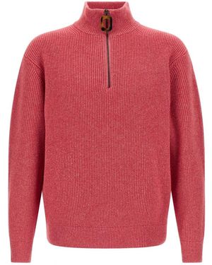 JW Anderson Truien & Vesten ,Roze ,Katoen Sweater Met Halve Rits - Rood