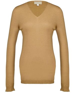 120% Lino Cashmere V-Neck Sweater - Natur