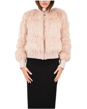 Patrizia Pepe Jassen ,Roze ,Polyester Bomberjack Van Imitatiebont