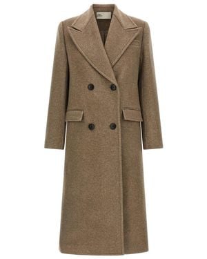 Tory Burch Doppelreihiger Wollmantel - Natur