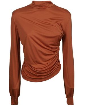 Grifoni Gerüschtes Jersey-Top - Braun