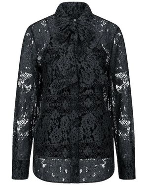 Riani Kanten Blouse Met Sprankelende Rand En Strik-Halslijn - Zwart