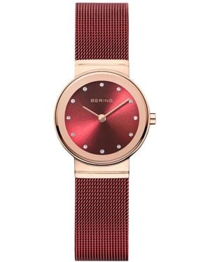 Bering Damen Armbanduhr Rot, Roségold Classic 10126-363