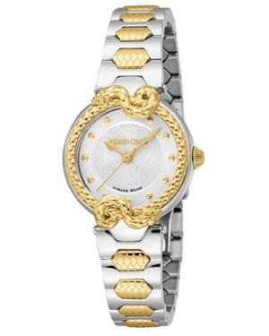 Roberto Cavalli Accessoires ,Grijs ,Snake Core Quartz Horloge - Metallic