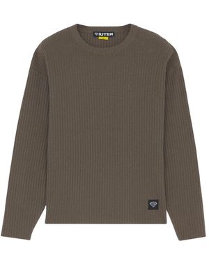 Iuter Truien & Vesten ,Bruin ,Katoen Label Ribbed Ls Tee - Grijs