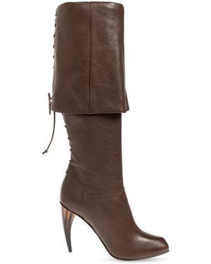McQueen Horn Heel Knee-High Boot - Bruin