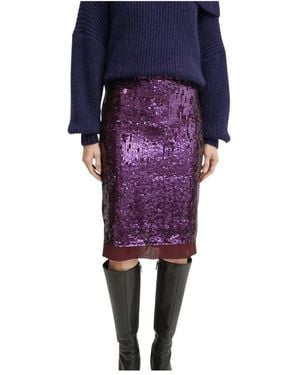 Pinko Rokken ,Paars ,Polyester Sequined Midi Skirt