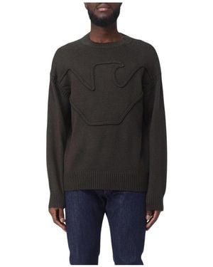 Emporio Armani Eagle Logo Cable Knit Sweater - Schwarz