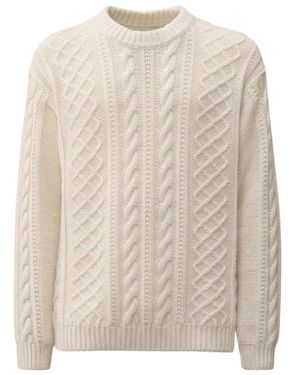 C.P. Company Cremeweißer Wollpullover Mit Zopfmuster - Natur