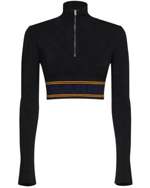 Marni Truien & Vesten ,Zwart ,Polyester Gestreept Coltrui