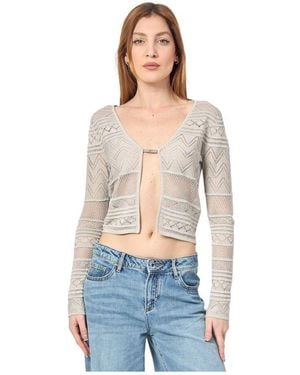 Guess Silberner Cardigan Mit Strukturiertem Strick - Blau