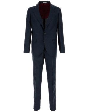 Brunello Cucinelli Zijden, Linnen En Wol Pak - Blauw