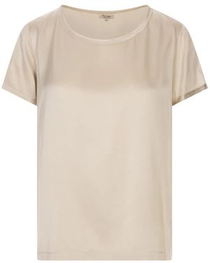 HER SHIRT HER DRESS Seide Und Lycra Braune T-Shirts - Natur