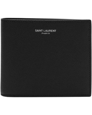 Saint Laurent Accessoires ,Zwart ,Leer Grain De Poudre Portemonnee