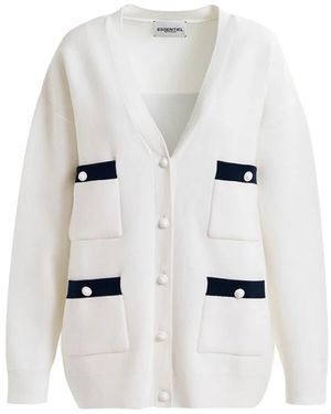 Essentiel Antwerp Strickjacke Mit Kontrastbesatz - Weiß