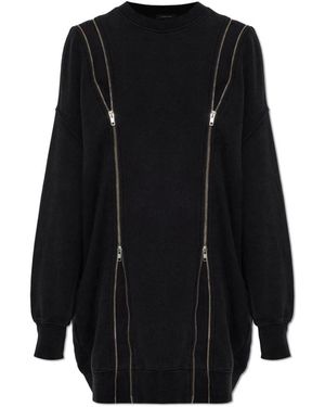 R13 Kleedjes ,Zwart ,Katoen Zippered Grunge Sweatshirt Jurk