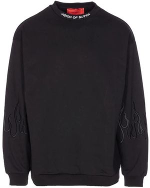 Vision Of Super Schwarzer Flammenbestickter Pullover