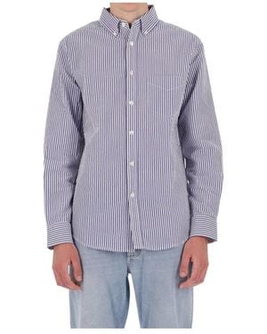 Portuguese Flannel Camicia Atlantico Seersucker Streifen - Lila