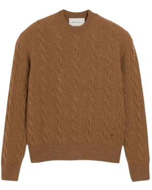 Ami Paris Round-Neck Knitwear - Marron