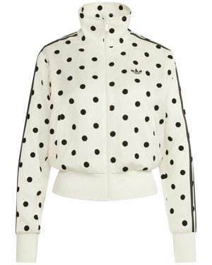 adidas Fitness ,Wit ,Polyester Satin Polka Dots Tt Track Top
