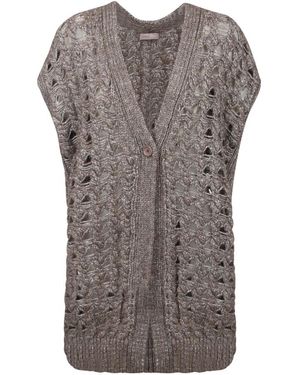 Herno Truien & Vesten ,Bruin ,Wol Mouwloze Cardigan - Grijs