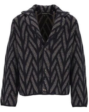 Emporio Armani Gebreide Blouson - Zwart