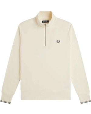 Fred Perry Half Zip Sweatshirt - Weiß
