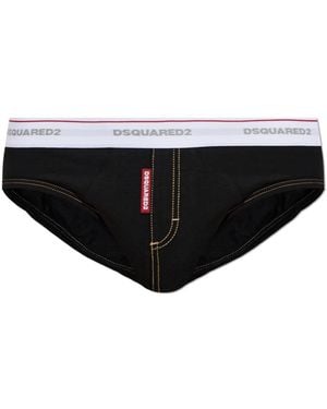 DSquared² Baumwoll-Slips Mit Logo - Schwarz
