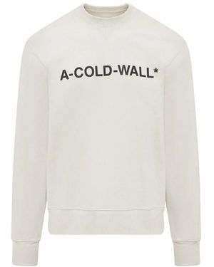 A_COLD_WALL* Gerippter Langarm-Sweatshirt Mit Logo - Weiß