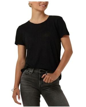 Second Female Tops ,Zwart ,Peony O Neck Tee