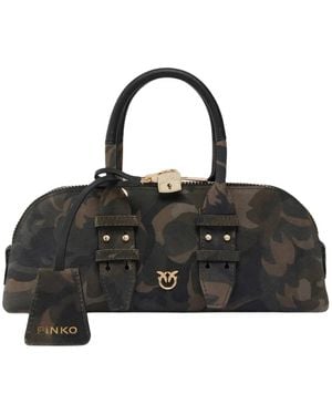 Pinko Tassen ,Groen ,Katoen Escape Bag Horizontaal - Zwart