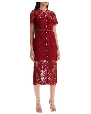 Self-Portrait Midi Dresses - Red