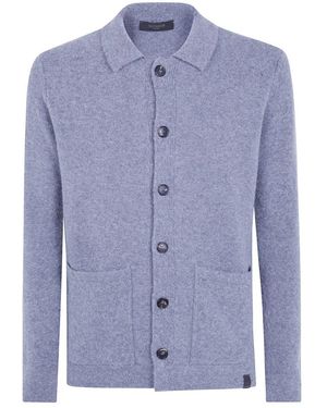 Zanone Hemdkragen-Strickjacke - Blau