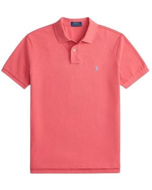 Ralph Lauren Tops ,Rood ,Katoen Poloshirt Met Korte Mouwen - Roze