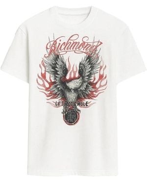 John Richmond Tops ,Wit ,Katoen Graphic T-Shirt