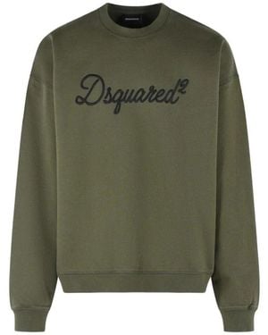 DSquared² Logo-Detail Katoenen Sweater - Groen