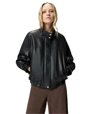 Pinko Jassen ,Zwart ,Leer Bailee Blouson Jacket
