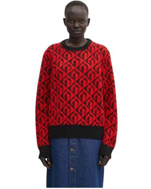 Marine Serre Round-Neck Knitwear - Rojo