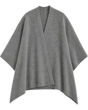 Kocca Drapierter Strickponcho Und Mützen-Set - Grau