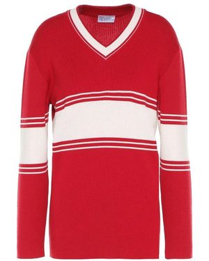 RED Valentino Luxuriöser v-ausschnitt-strickpullover in rot