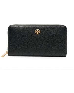 Tory Burch Accessoires ,Zwart ,Leer Kira Diamond Quilt Zip Wallet