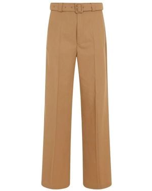 Dries Van Noten Sleek Wide Leg Polyester Trousers For - Natural
