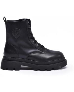 Blauer Lace-Up Boots - Blue