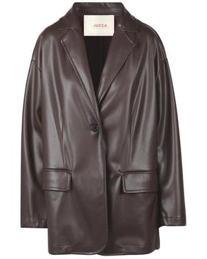 Jucca Giacca Over Faux Leather Jacket - Braun