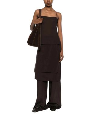 Viktoria Chan Kleedjes ,Bruin ,Katoen Draped Shift Dress - Zwart